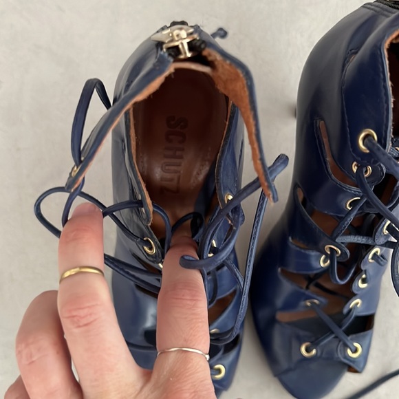 Schultz Navy Lace Up Heels - Picture 4 of 4